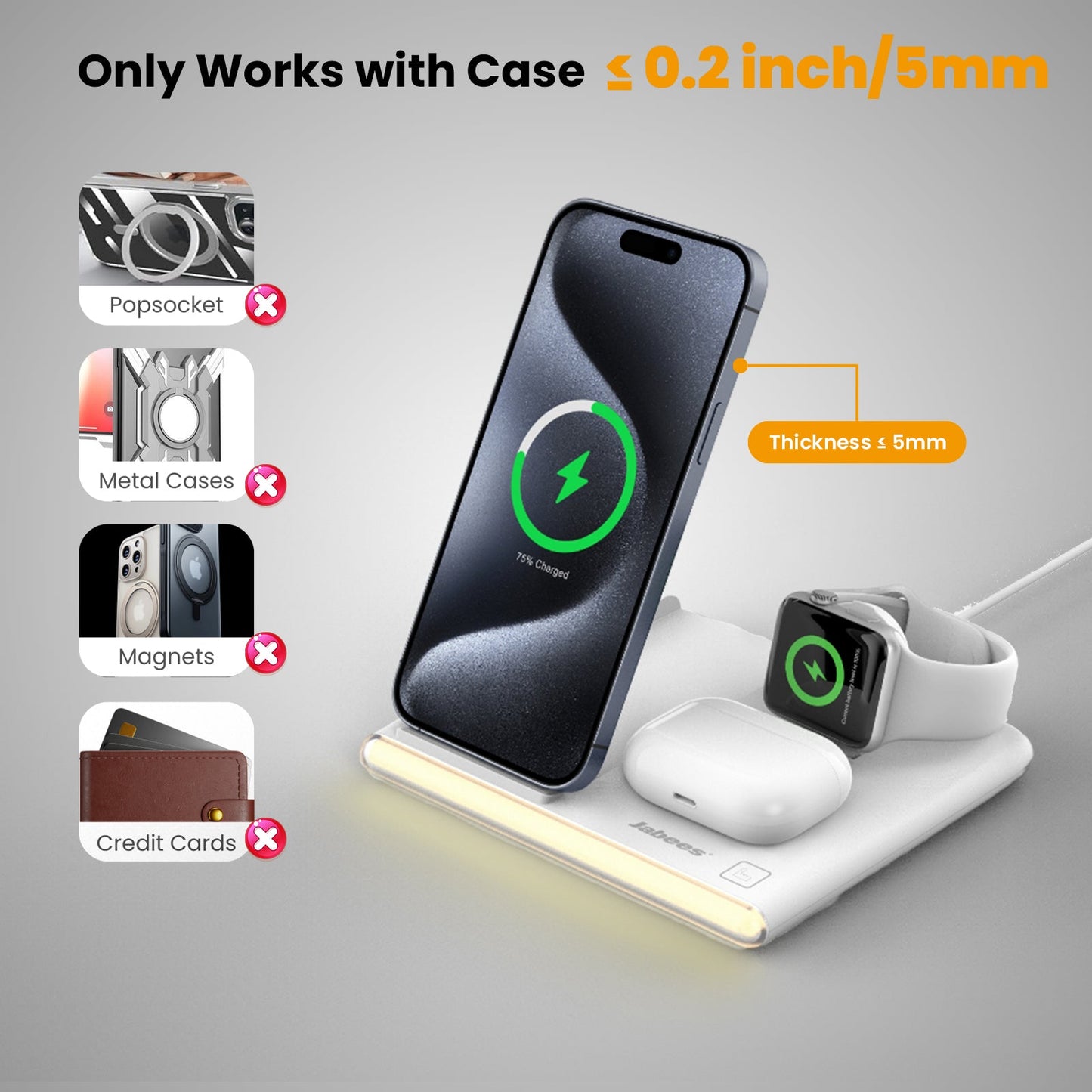 PowerGlow - Jabees PowerGlow 4-In-1 Foldable Wireless Charging Station