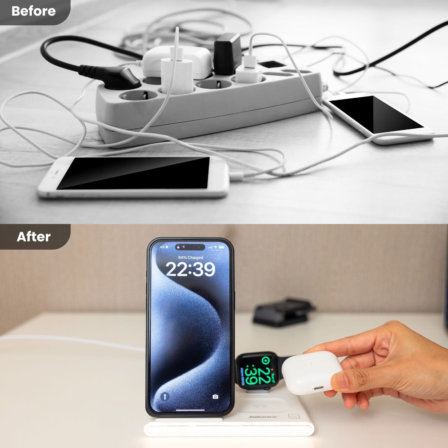PowerGlow - Jabees PowerGlow 4-In-1 Foldable Wireless Charging Station