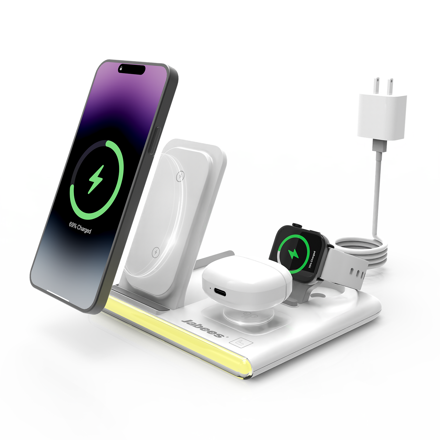 PowerGlow - Jabees PowerGlow 4-In-1 Foldable Wireless Charging Station