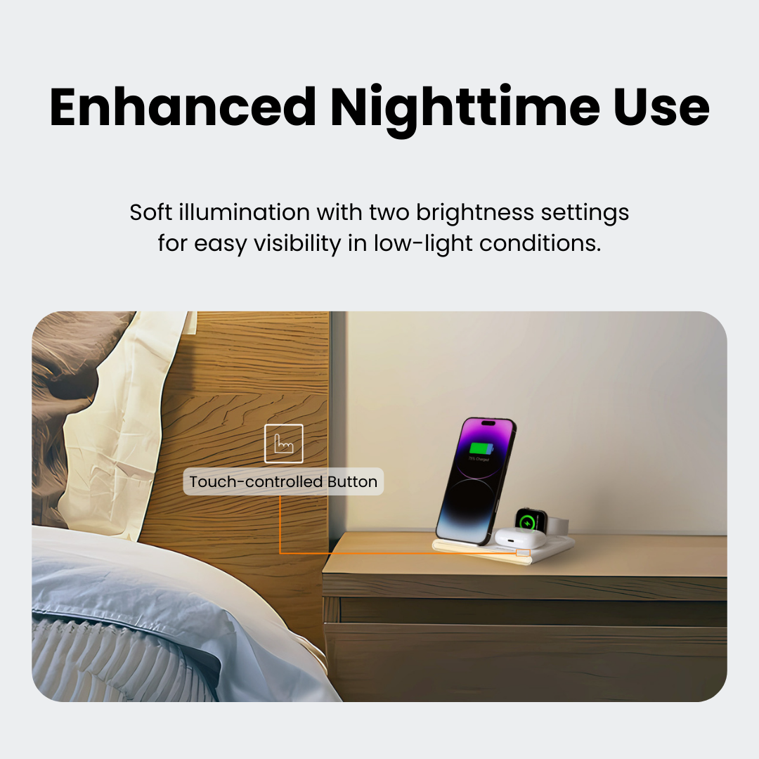 PowerGlow - Jabees PowerGlow 4-In-1 Foldable Wireless Charging Station