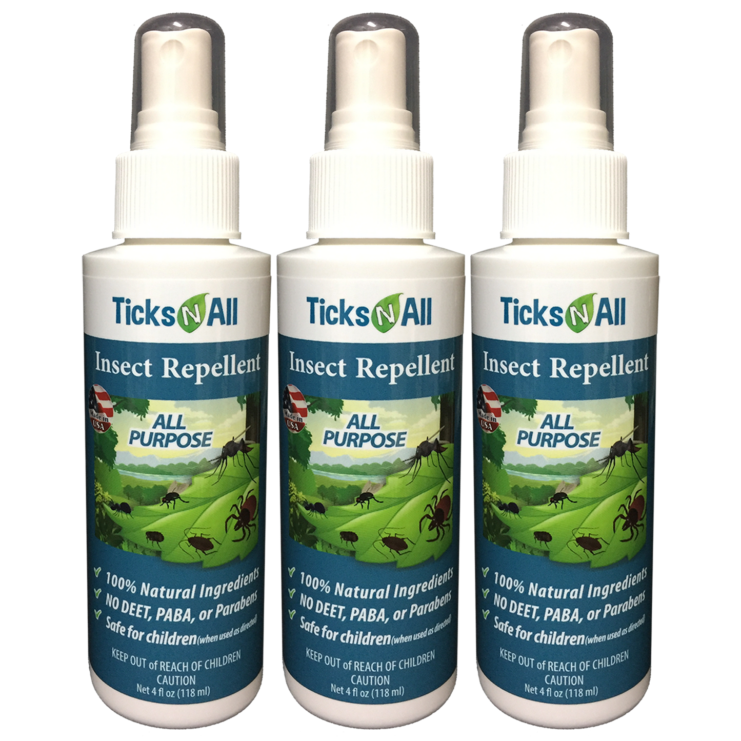 All Natural All Purpose Insect Repellent 4oz (3 Pack)