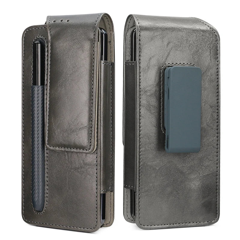 Men Durable Leather Belt Pouch Waist for Cell Phone for Samsung Galaxy Z Fold 4 3 Phone Pocket Waist Bag for Men Leather Pouch