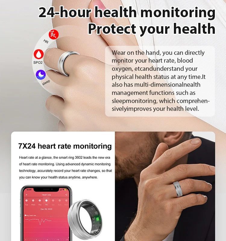 Smart Jewelry Intelligent Fitness Ring Call Custom Health Monitor