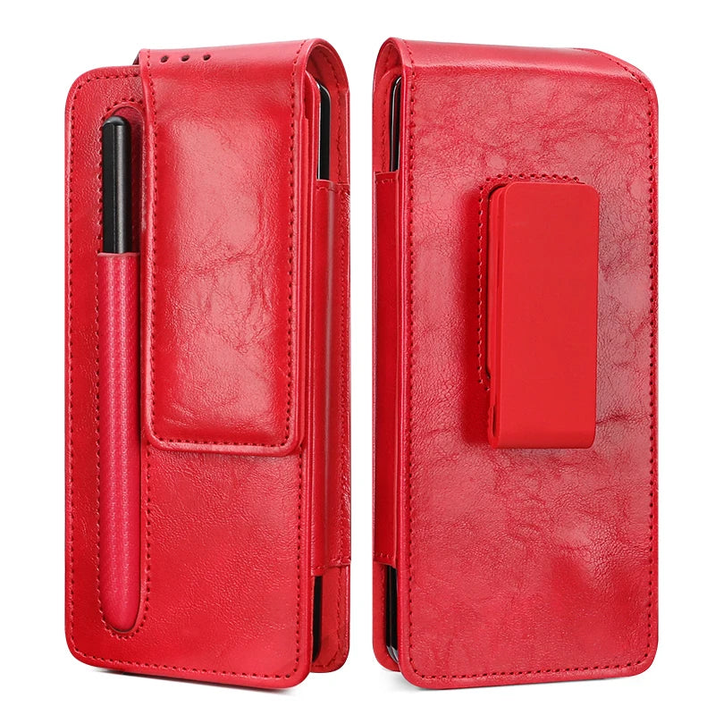 Men Durable Leather Belt Pouch Waist for Cell Phone for Samsung Galaxy Z Fold 4 3 Phone Pocket Waist Bag for Men Leather Pouch