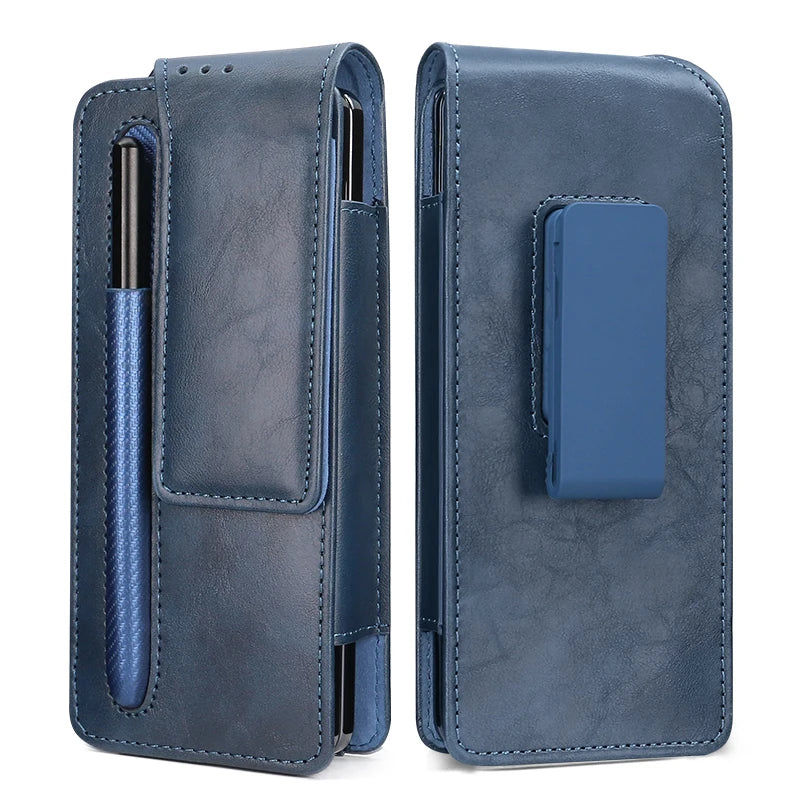 Men Durable Leather Belt Pouch Waist for Cell Phone for Samsung Galaxy Z Fold 4 3 Phone Pocket Waist Bag for Men Leather Pouch