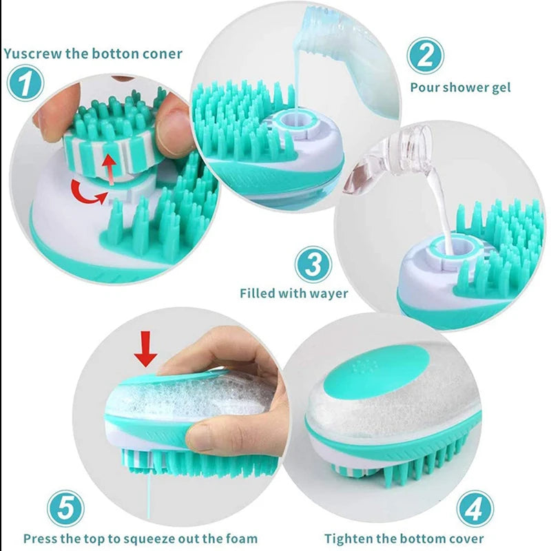 Pet Dog Cat Bath Brush 2-In-1 Pet SPA Massage Comb