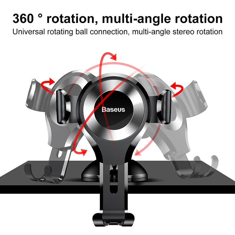 Baseus Gravity Car Phone Holder for iPhone 16 Samsung Suction Cup Car Holder for Phone in Car Mobile Phone Holder Stand 핸드폰 거치대