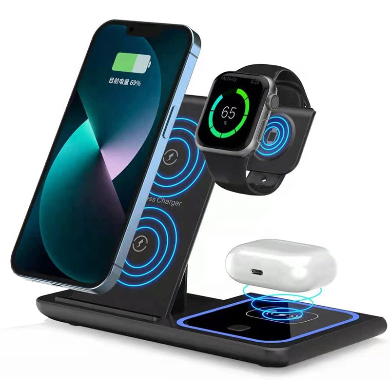 15W 3 in 1 One Foldable Portable Fast Wireless Charging Station