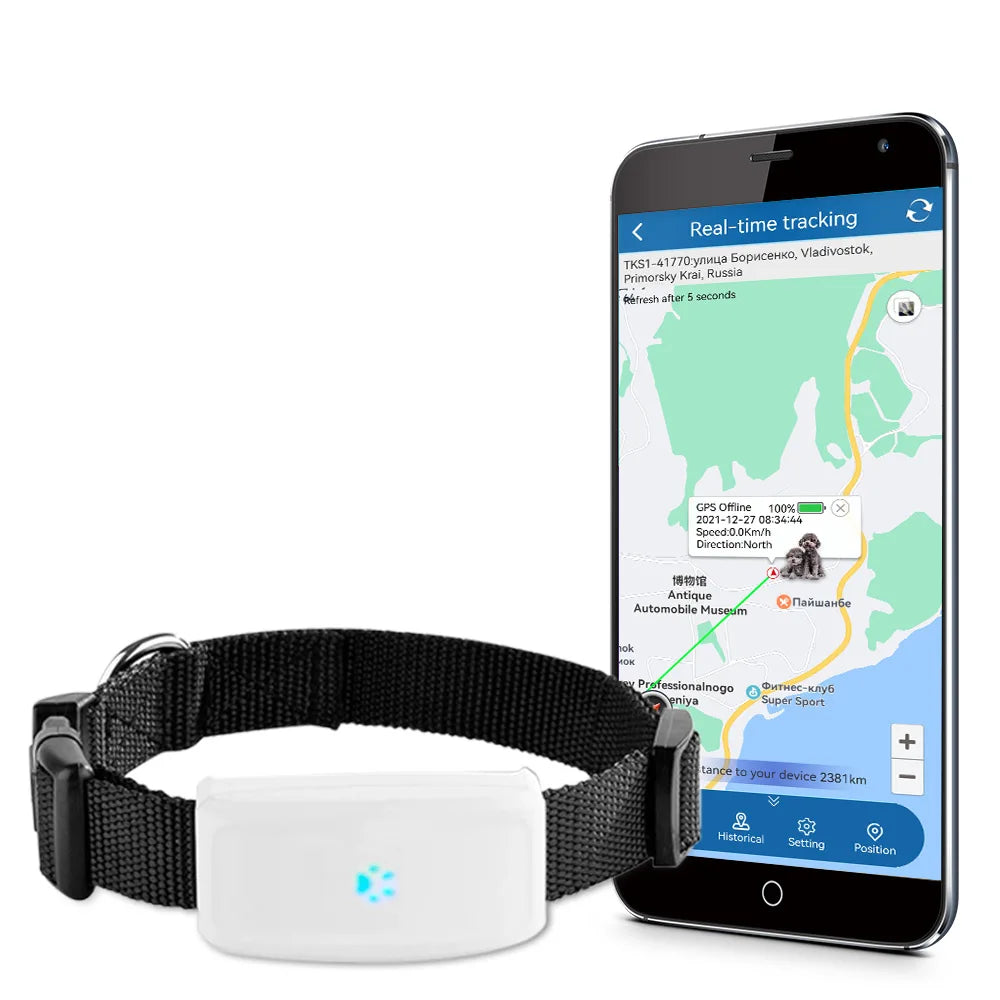 Realtime Mini GPS Pet Tracker Waterproof IP67 With 500mAh Battery