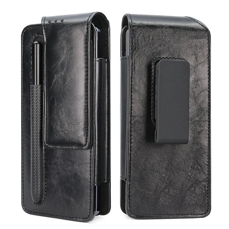 Men Durable Leather Belt Pouch Waist for Cell Phone for Samsung Galaxy Z Fold 4 3 Phone Pocket Waist Bag for Men Leather Pouch