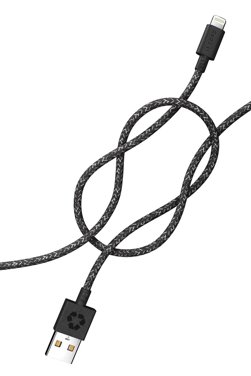 Black iPhone Lightning Cable · 2 Meter · Made of Recycled Fishing Nets
