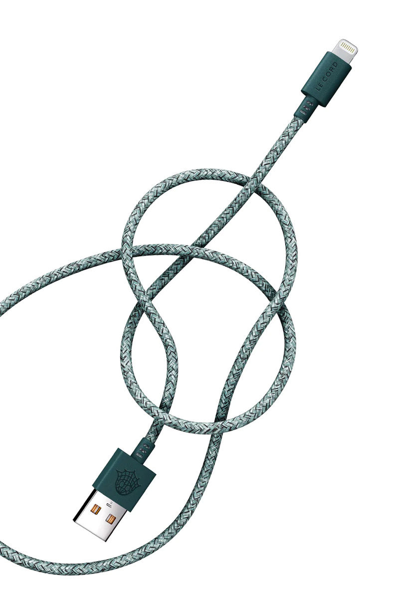 Green iPhone Lightning Cable · 2 Meter · Made of Recycled Fishing Nets