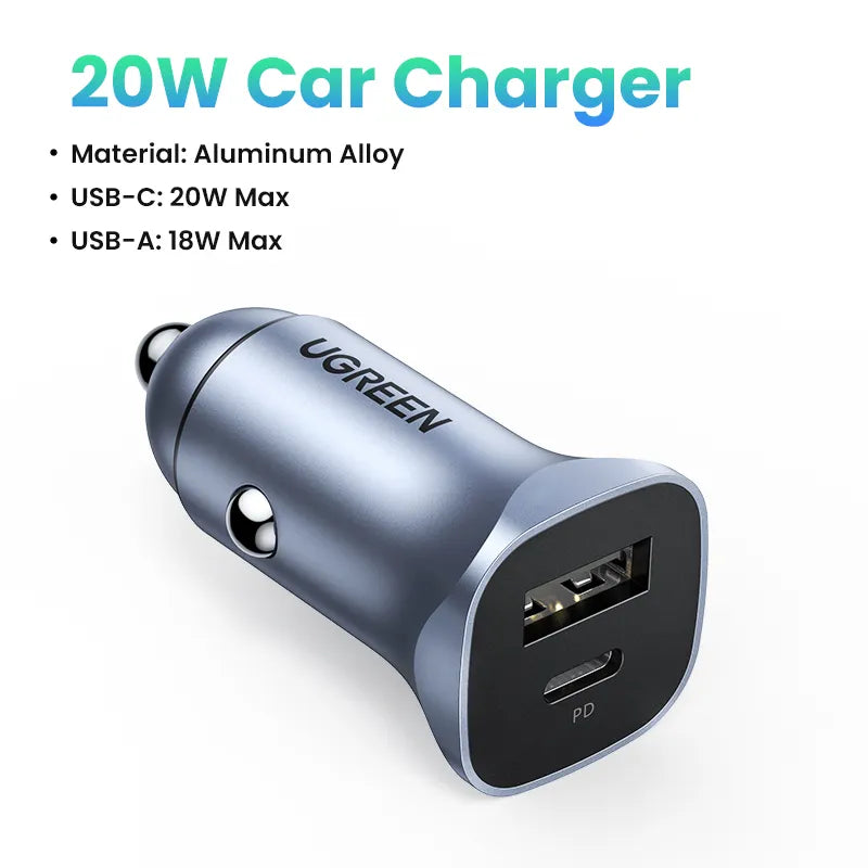 UGREEN Car Charger Type C Fast USB Charger for iPhone 15 14 13