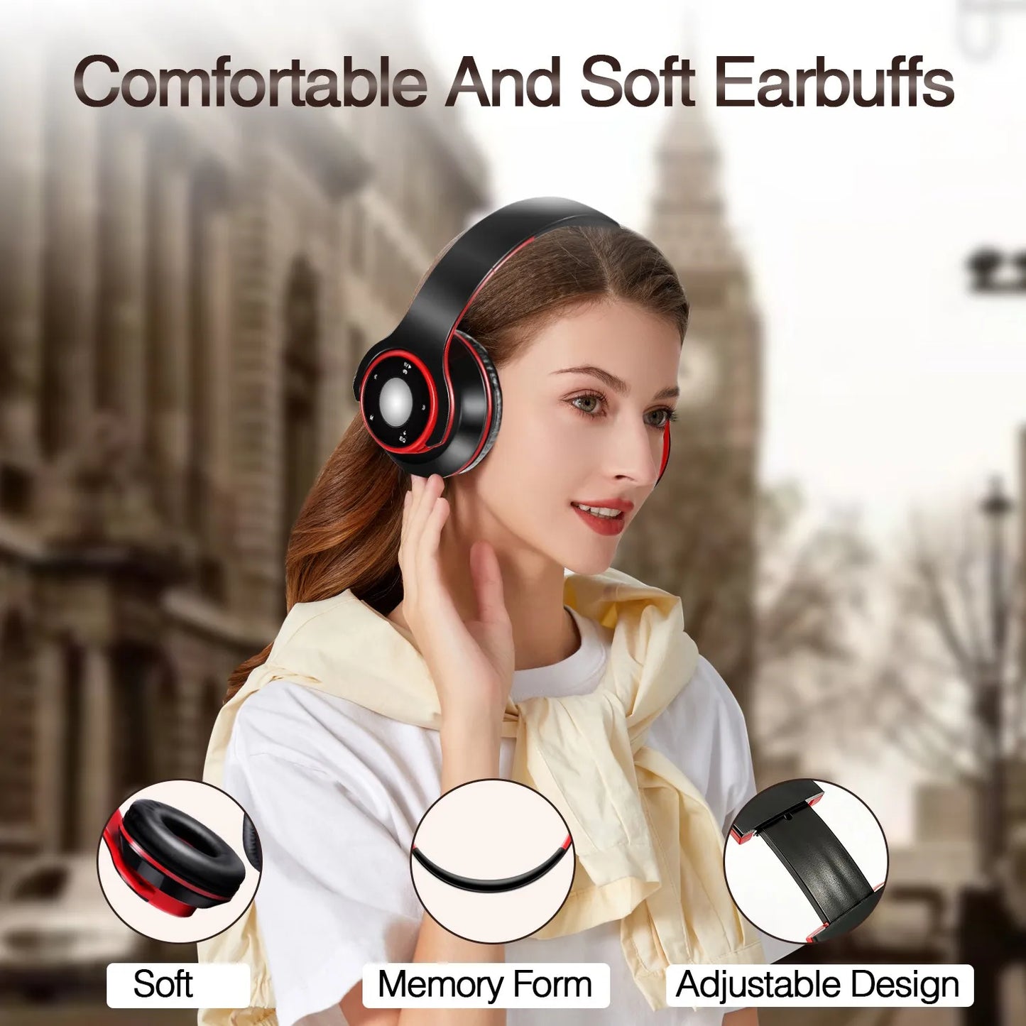Colorful Stereo Audio Mp3 Bluetooth Headset Wireless Headphones Earphone Support SD Card With Mic Play 20 Hours (Copy)