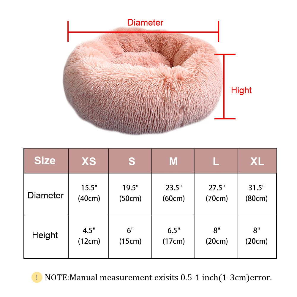 Long Plush Cat Bed House Soft Round Cat Bed Winter Pet Dog Cushion Mats for Small Dogs Cats Nest Warm Puppy Kennel 50/60/70cm