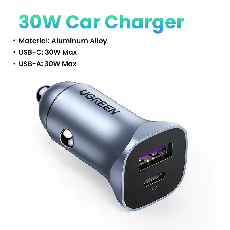 UGREEN Car Charger Type C Fast USB Charger for iPhone 15 14 13