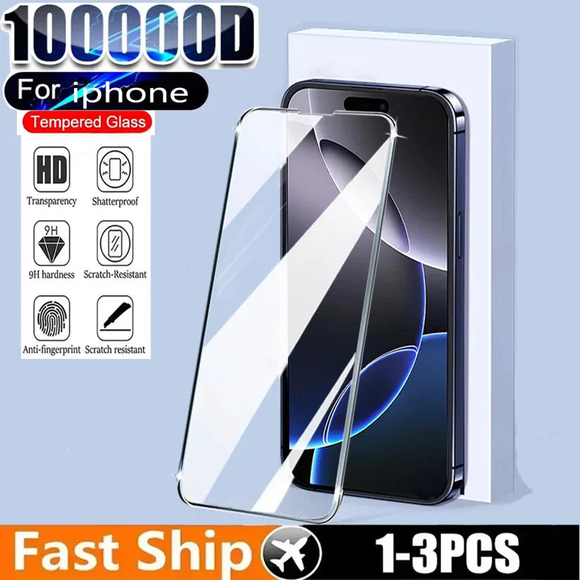 1-3 PCS Tempered Glass for Iphone 16 13 12 11 14 15 Pro Max Mini X XS XR 15 16 Plus Screen Protector for Iphone 16 Pro Max Glass
