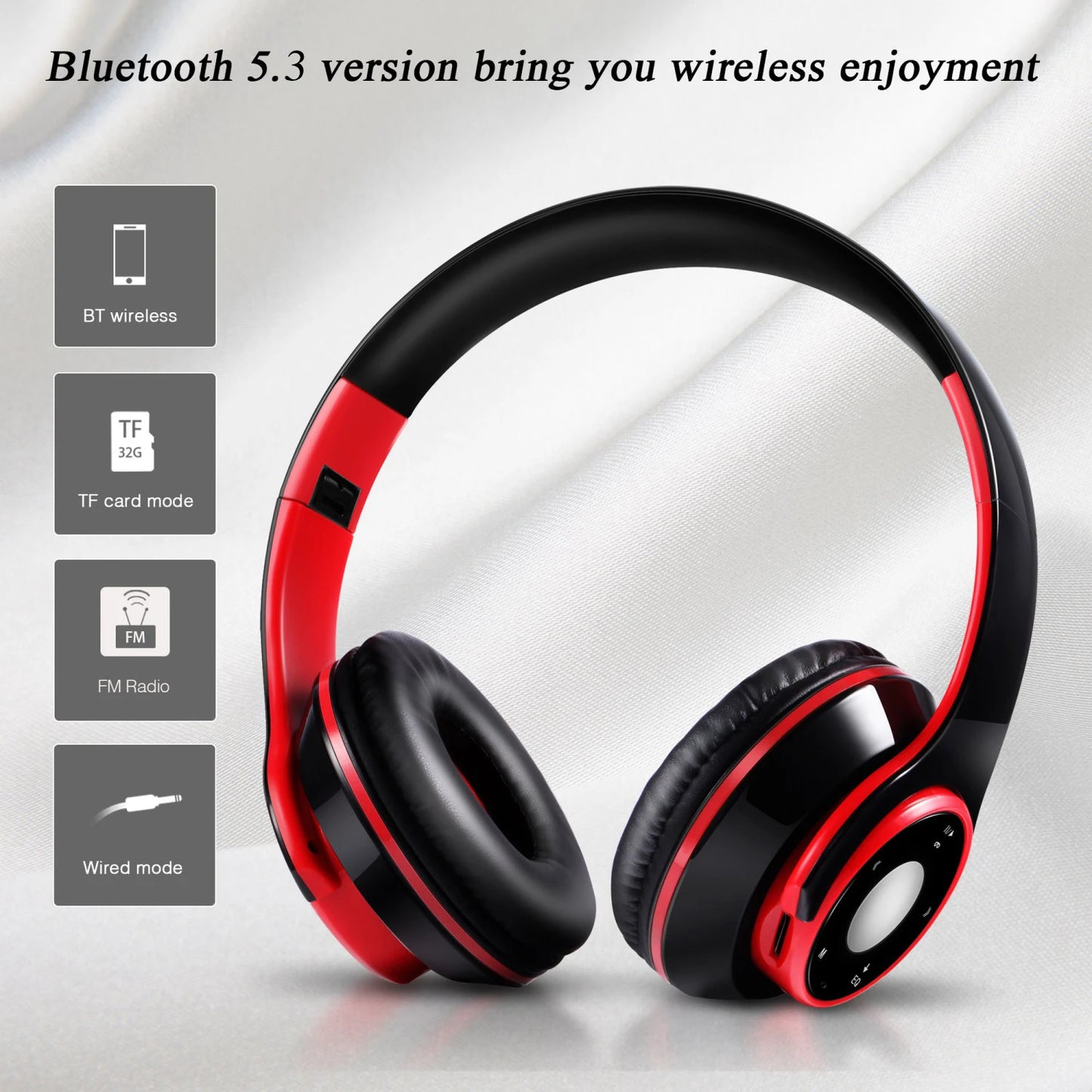 Colorful Stereo Audio Mp3 Bluetooth Headset Wireless Headphones Earphone Support SD Card With Mic Play 20 Hours (Copy)