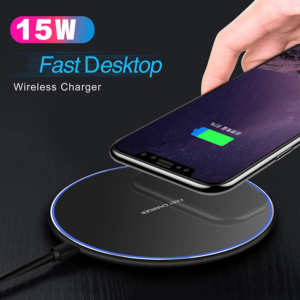 15W Quick Charging Wireless Fast Charger 10W QC 3.0 Charge for iPhone 14 13 12 11 Pro XS XR X 8 Samsung S22 S21 S20 Xiaomi Mi 13