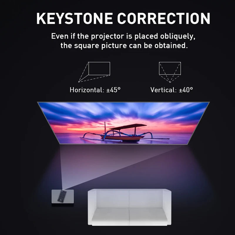 4K Mini Mobile Projector Android 9.0 3D BT4.1 Portable HD Projector