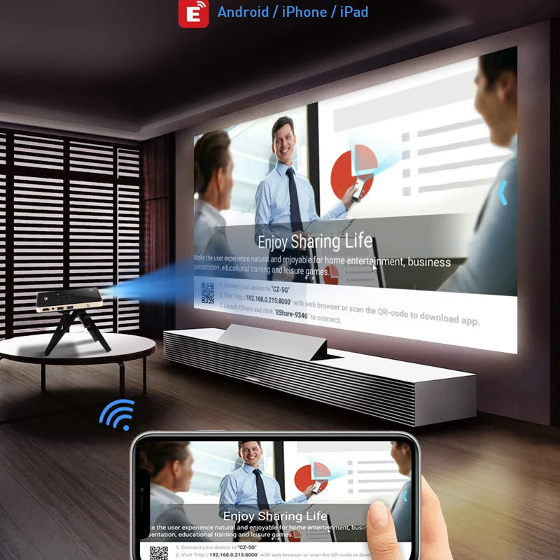 3D HD Handheld DLP Projector Android 9.0 5G Wifi BT 4.1 Pocket Mini Projector