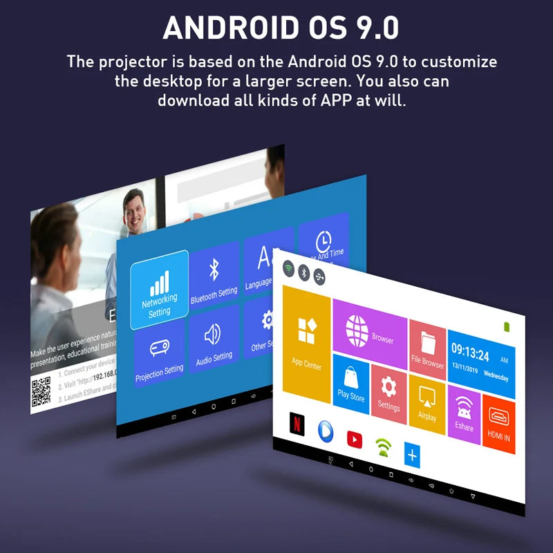 3D HD Handheld DLP Projector Android 9.0 5G Wifi BT 4.1 Pocket Mini Projector
