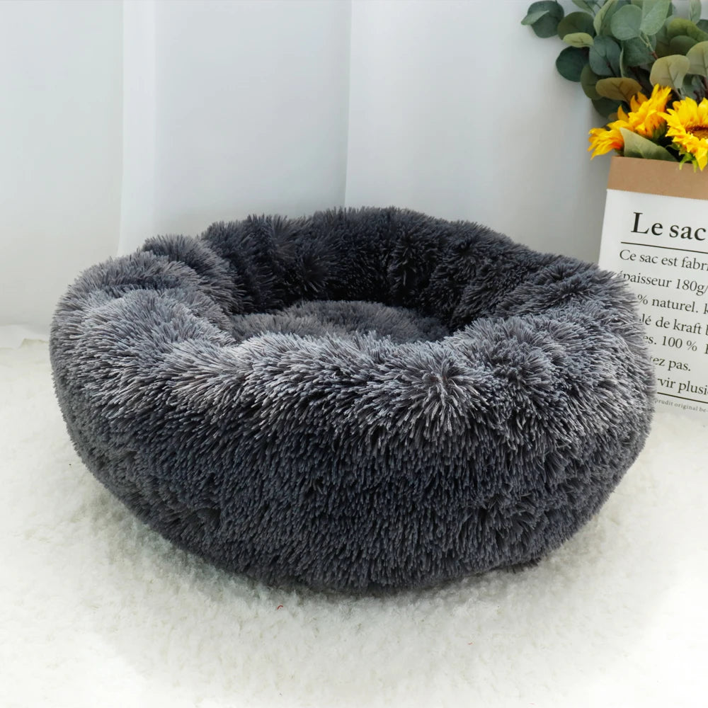 Long Plush Cat Bed House Soft Round Cat Bed Winter Pet Dog Cushion Mats for Small Dogs Cats Nest Warm Puppy Kennel 50/60/70cm