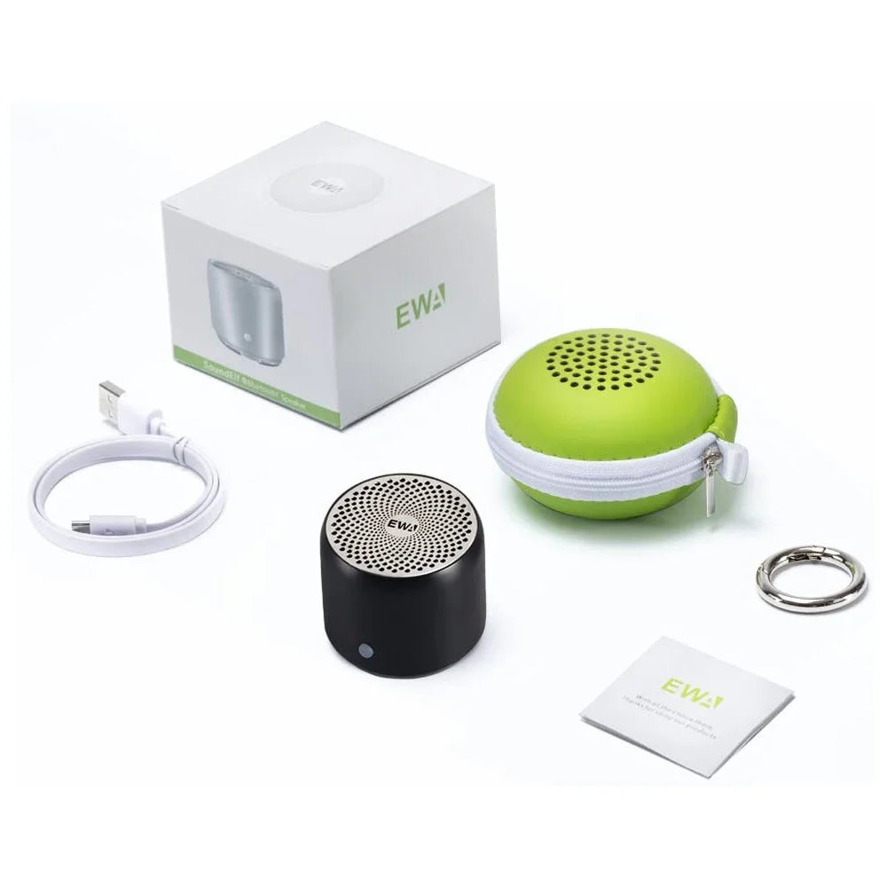 EWA A106 Pro Mini Bluetooth Speaker With Custom Bass Radiator, IPX7 Waterproof, Super Portable Speakers, Travel Case Packed