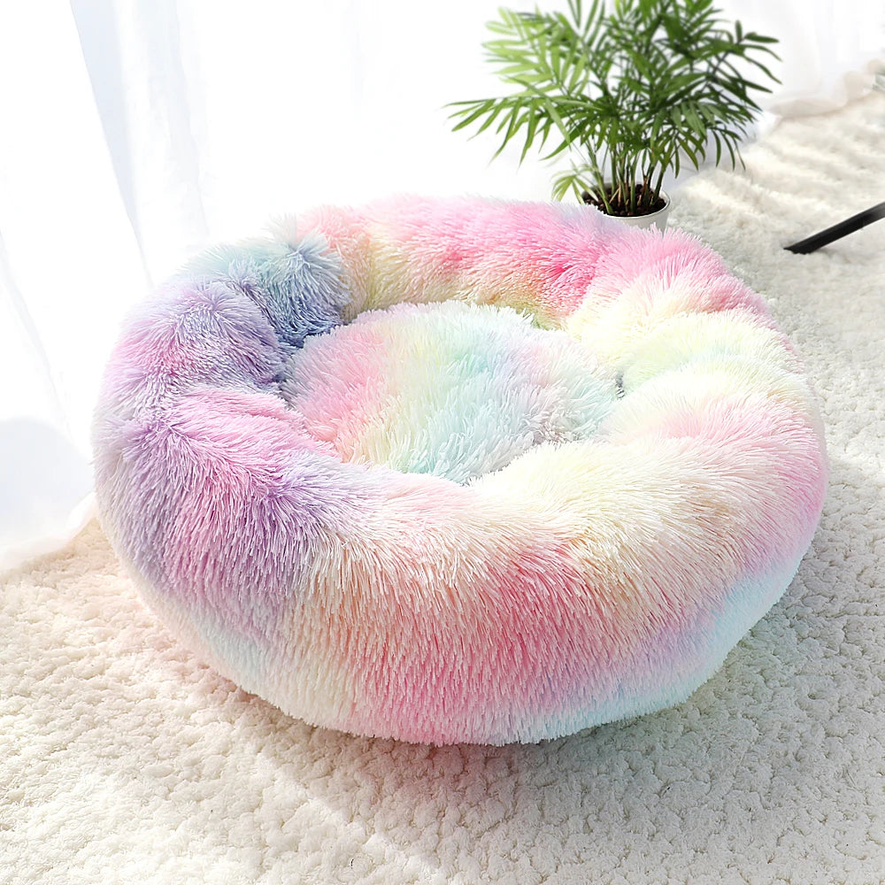 Long Plush Cat Bed House Soft Round Cat Bed Winter Pet Dog Cushion Mats for Small Dogs Cats Nest Warm Puppy Kennel 50/60/70cm