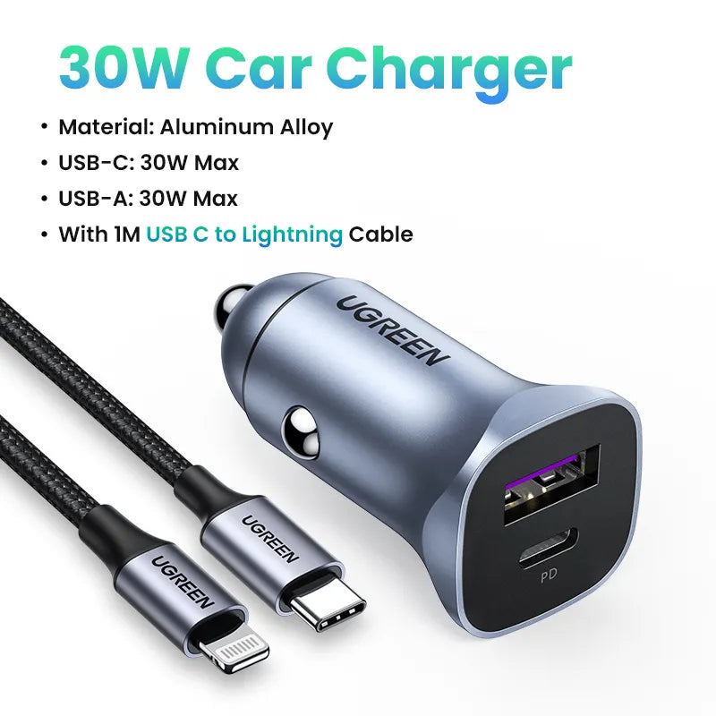 UGREEN Car Charger Type C Fast USB Charger for iPhone 15 14 13