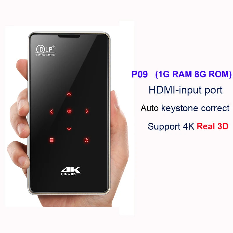 3D HD Handheld DLP Projector Android 9.0 5G Wifi BT 4.1 Pocket Mini Projector