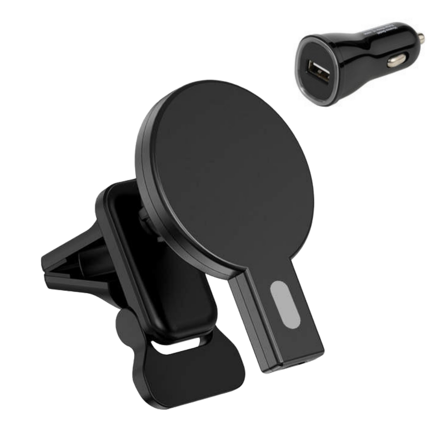 MAGNETISK TRÅDLÖS BIL LADDARE FÖR iPHONE 12/13/14 SERIEN / MAGSAFE SHELL, QC 3.0 ADAPTER INGÅR