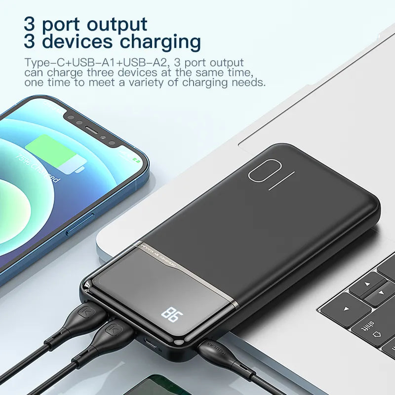 KUULAA Power Bank 10000mAh Portable Charging PowerBank 10000 mAh USB PoverBank External Battery Charger for iPhone 15 14 Xaiomi