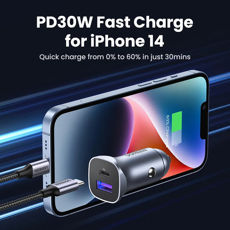 UGREEN Car Charger Type C Fast USB Charger for iPhone 15 14 13